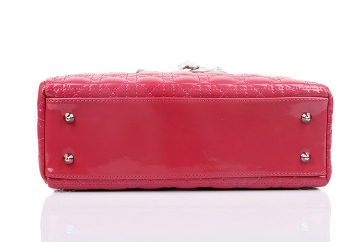 replica jumbo lady dior patent leather bag 6322 rosered with silver
